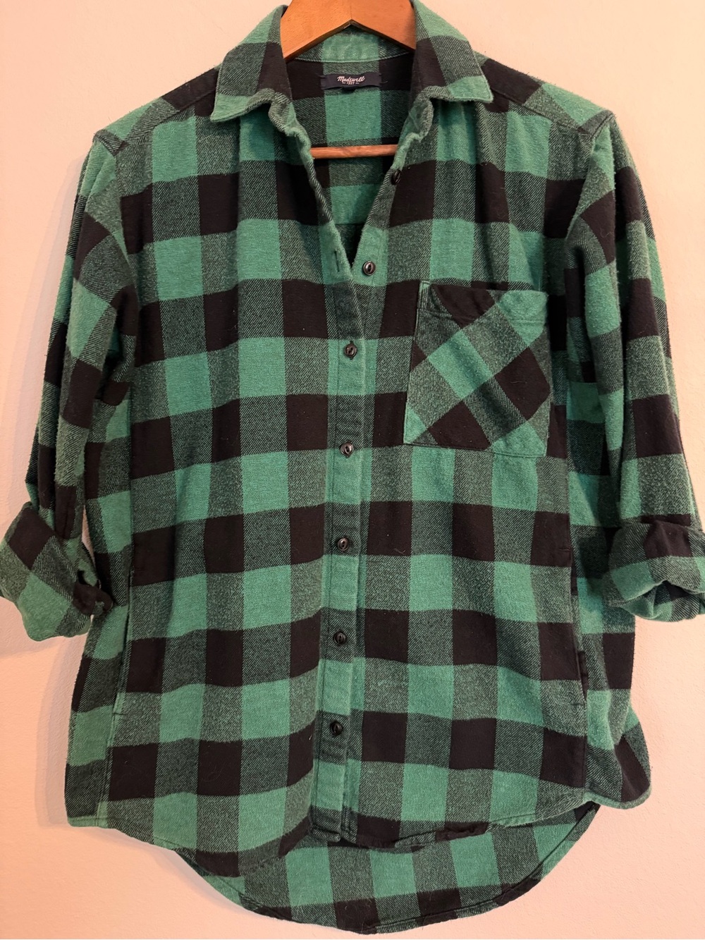 Madewell Black & Green Buffalo Plaid Button-Down Shirt